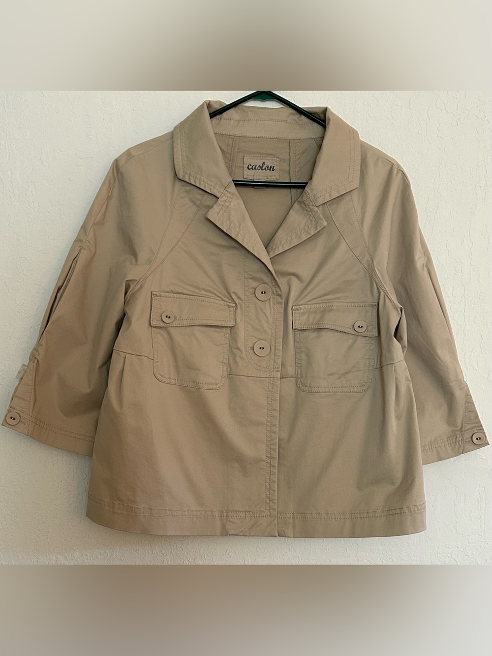 Caslon Tan Utility Jacket with Button Flap Pockets